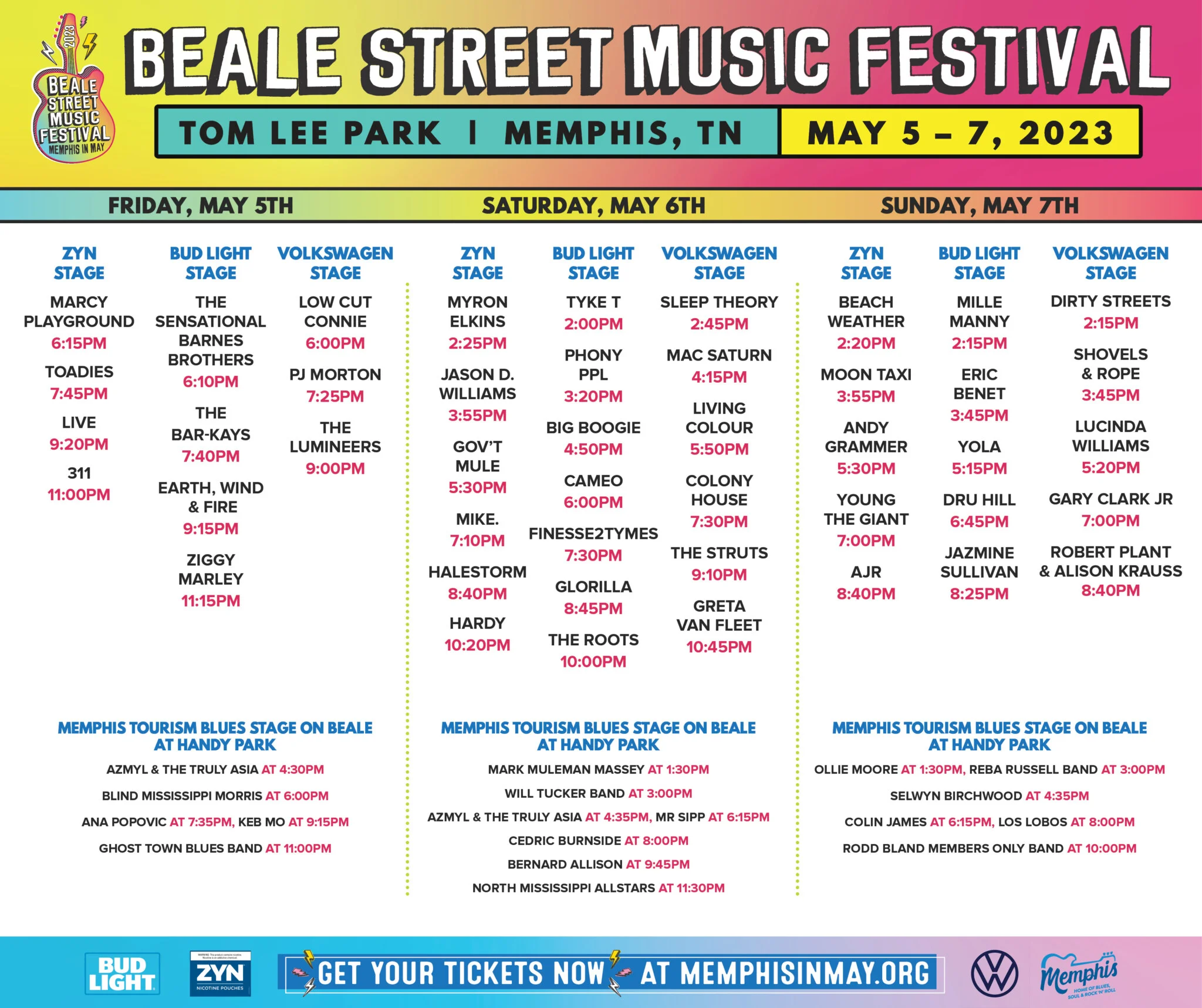 Beale Street Music Festival schedule